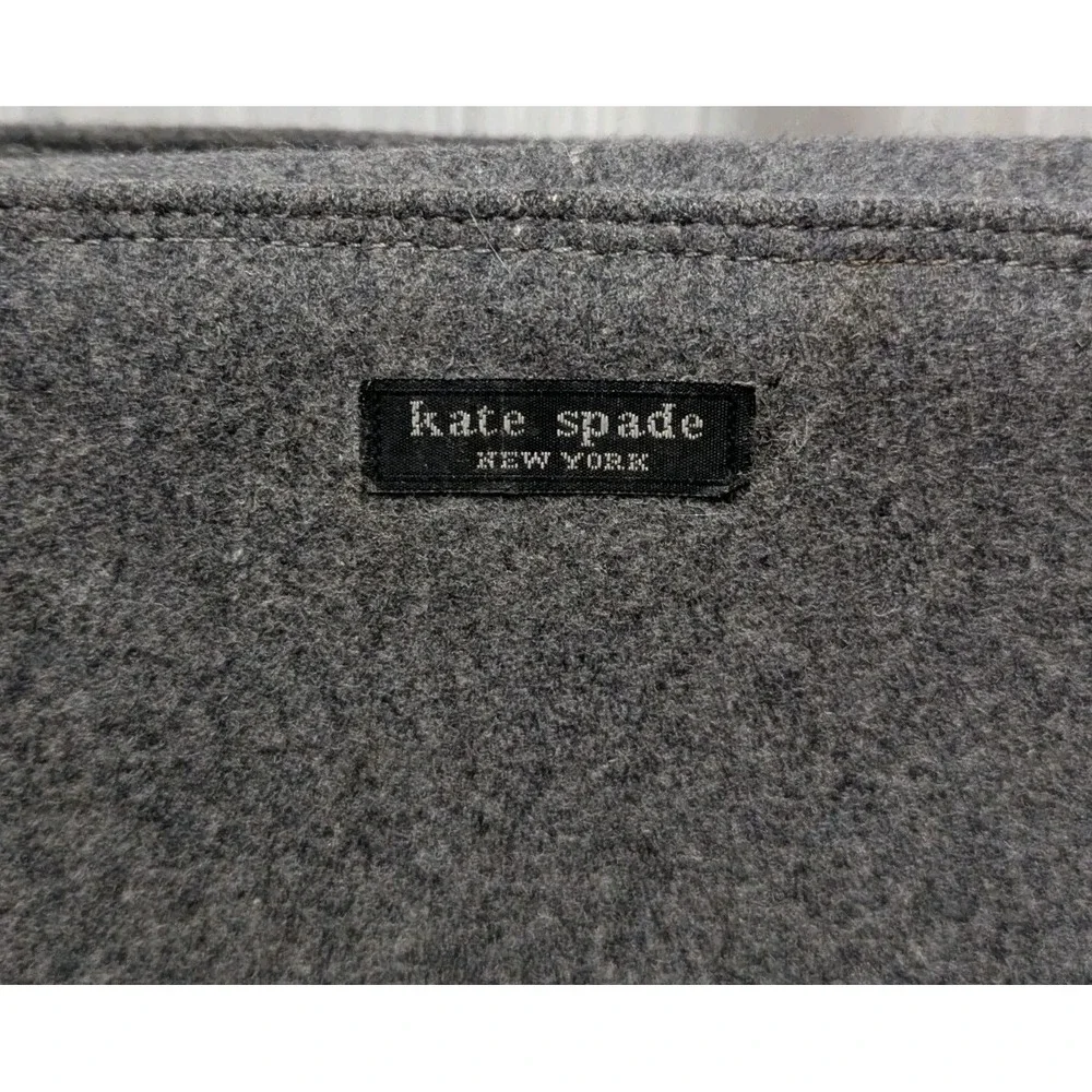 Kate Spade Vintage Gray Wool Felt Hobo Shoulder Bag‎ Magnetic Closure